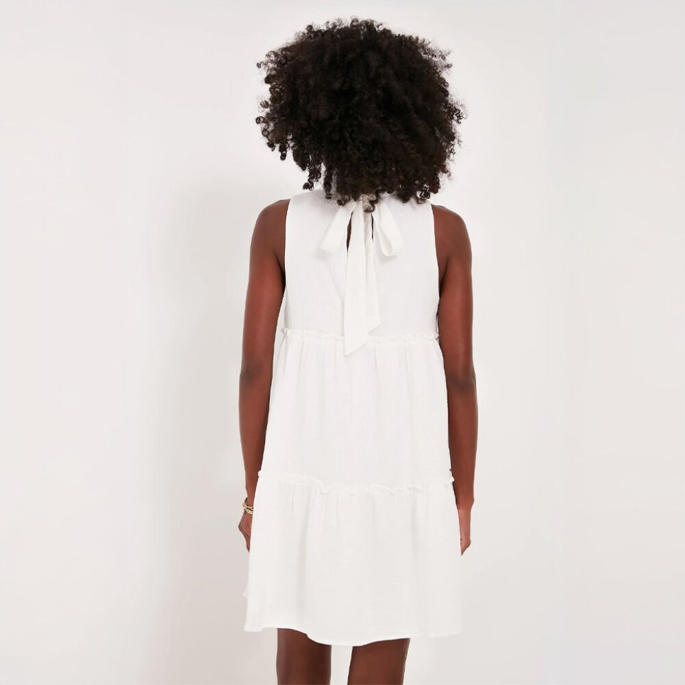 White Lightweight Gauze Morgan Dress - Picture 2 of 5